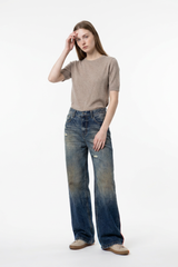 Women's Vintage Ripped High Waist Straight Leg Jeans