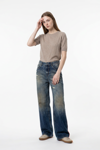 Women's Vintage Ripped High Waist Straight Leg Jeans