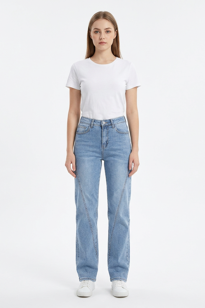 Women's Fall Classic Diagonal Seam Straight Leg Jeans