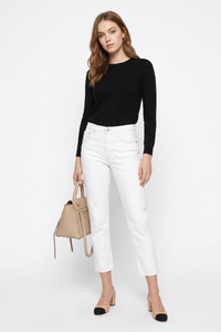 Women's High Waist Slim Fit Cropped Straight-Leg Jeans