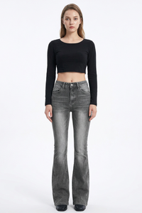 Women's Wash High Waist Stretch Slim Fit Flare Jeans