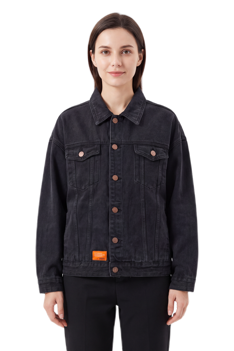 Women's Vintage Wash Drop-Shoulder Denim Jacket