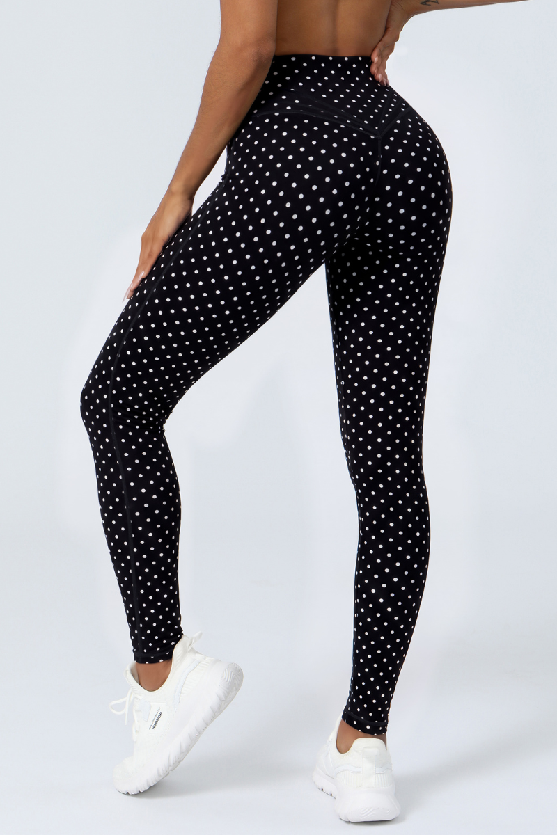 Women's Athletic Polka Dot Mid Waist Yoga Leggings