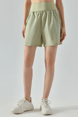 Women Summer High Waist Pocket Quick Dry Sports Shorts