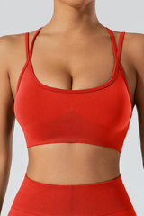 Women's Athletic U-neck Cross Back Spaghetti Straps Bra