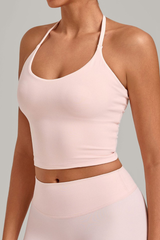 Women’s Athletic Halter Neck Padded Cropped Yoga Tank Top