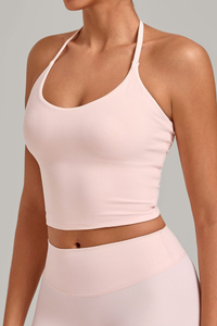 Women’s Athletic Halter Neck Padded Cropped Yoga Tank Top