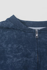 Women Retro Print Sport Set: Stand Collar Zip Jacket + High-Waist Drawstring Pants