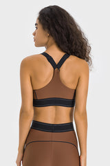 Women's Color Clash Adjustable Strap Sports Bra