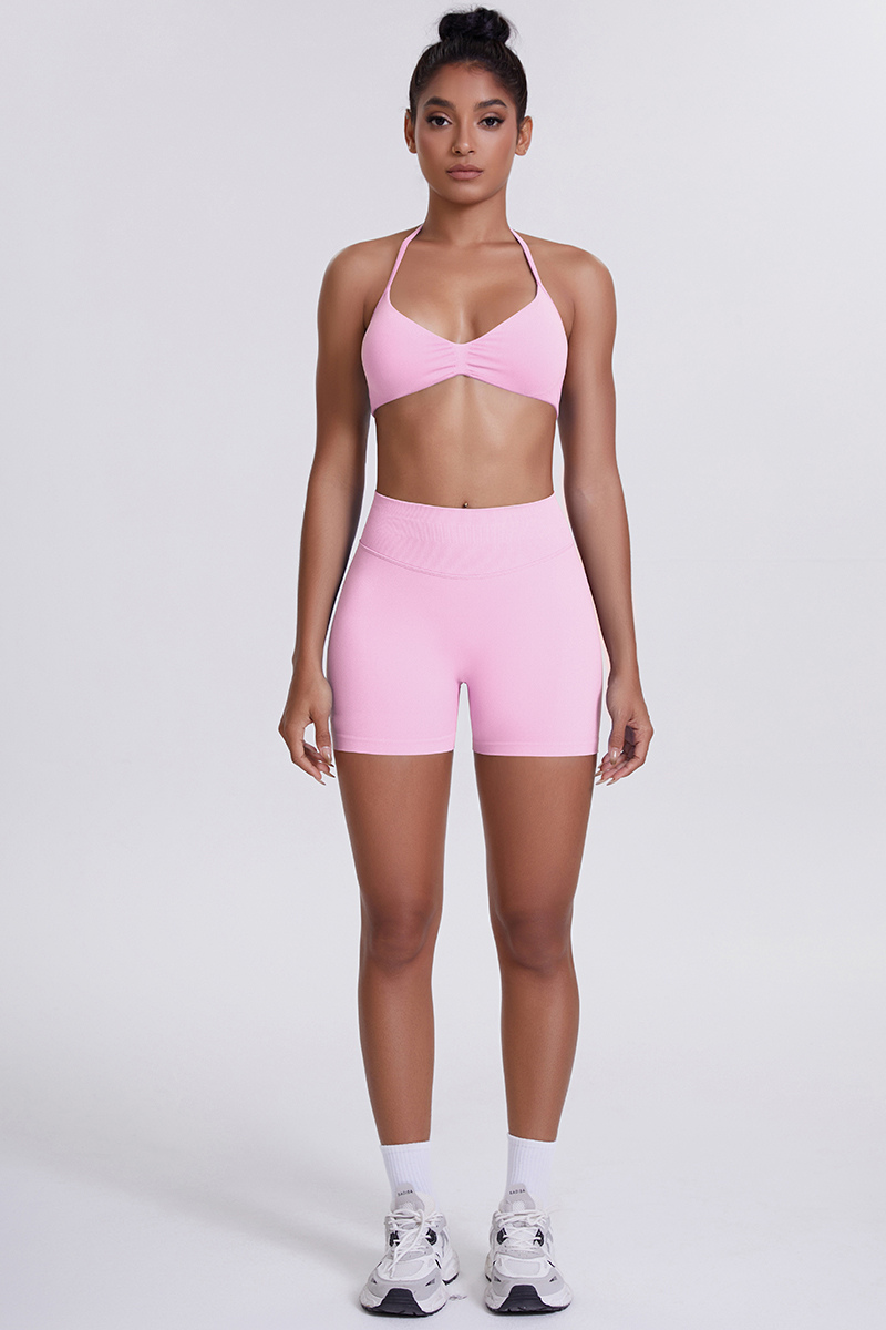 Women's Seamless Sports Bra & Athletic Shorts Two-Piece Set