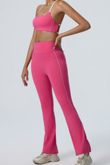 Women's Color-Block Sports Bra & Yoga Flare Pants Set