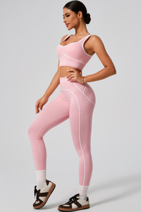 Women's Seamless Color-Block Sports Bra & Yoga Leggings Set