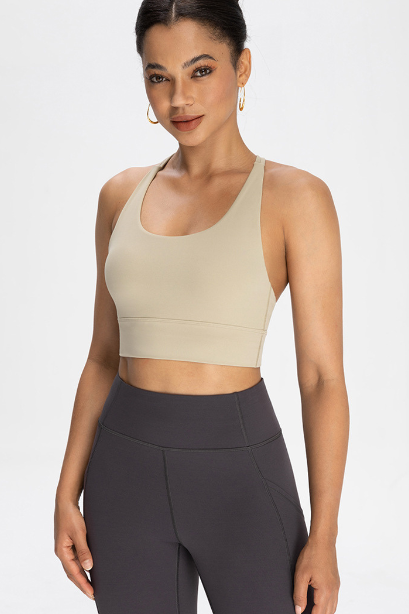 Cross-back exercise sports bra