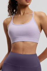 Women's Mesh Spliced Beauty‑Back Padded Sports Bra