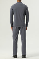 Men's Sportswear : Half-Zip Standing Collar Long Sleeve T-Shirt + Nylon Colorblocking Pants