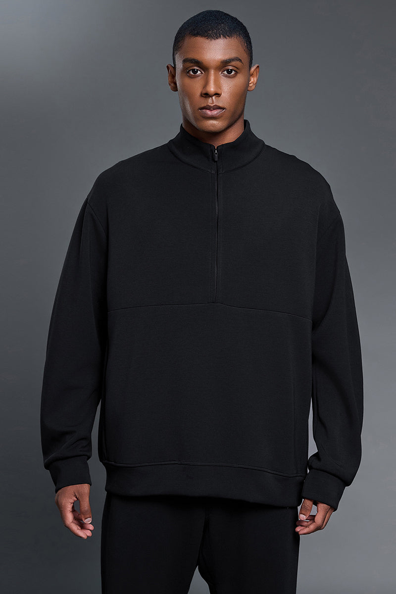 Men Air Layer Half-Zip Comfortable Loose Hoodie