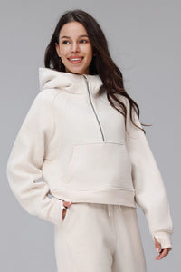 Women Cropped Fleece Hooded Hoodie