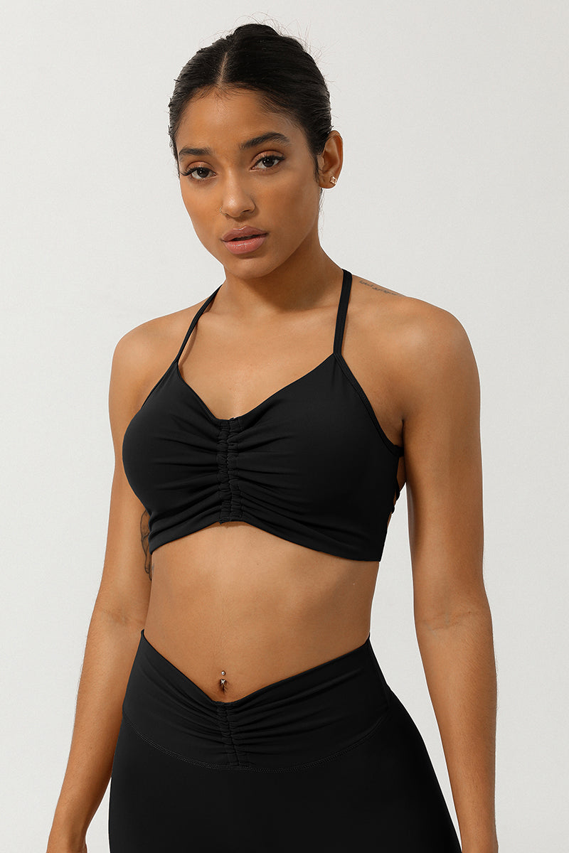 Women'S Pleated Cross Back Sport Bra