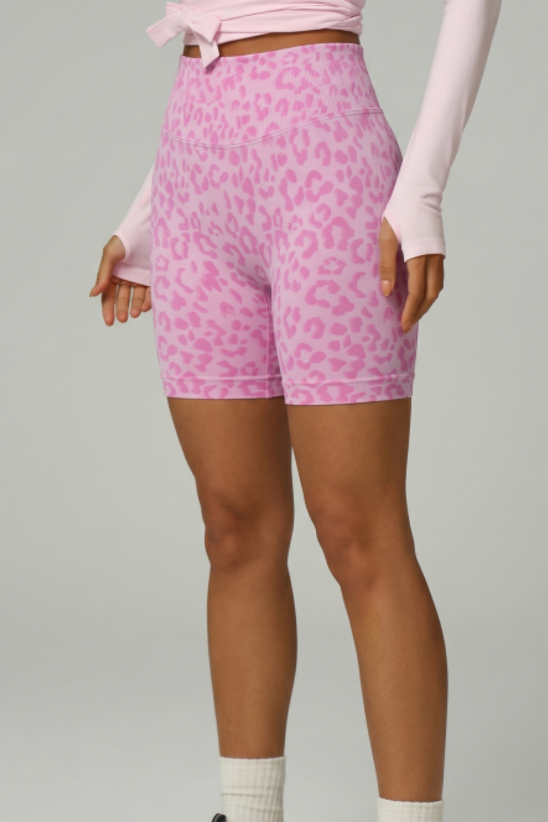 Women's Vintage Leopard Print High Waist Seamless Yoga Short