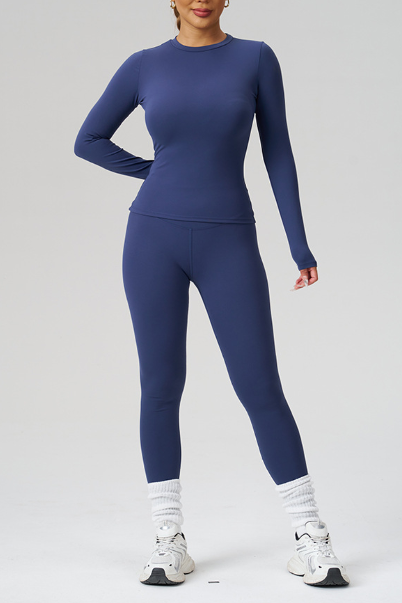 Women's Long Sleeve Shirt And Yoga Leggings Two-Piece Set
