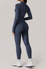 Women Gold Foil Fabric Sports Jackets + Yoga Sports Leggings