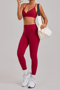 Women's Set:Triangle Cup Thin Straps Bra And High-Waist Leggings