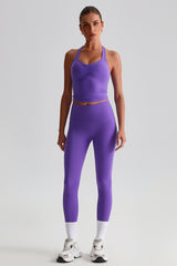 Women Brushed High Waisted Yoga Set: Tummy Control Tights + Halter Neck Support Bra