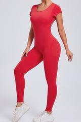 Women Short Sleeve Backless Tight One-Piece Quick Dry Hip Lifting Sports Fitness Yoga Bodysuit