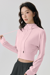 Short-sleeved hooded sports jacket.