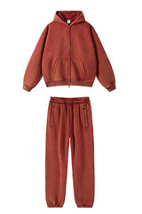 Unisex Fleece Zip-Up Hoodie Set: Pullover + Sweatpants