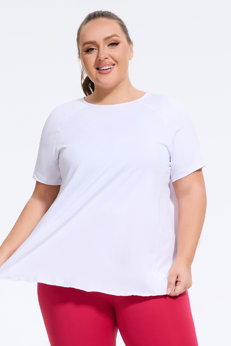 Plus Size Women's Athletic Back Reflective Slit Yoga T-Shirt