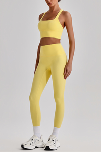 Women's Cross Back Bra & No Front Seam Leggings Yoga  Set