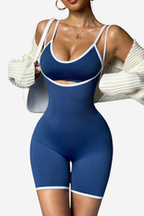 Women's Seamless Color Block Pleated Junmpsuit & Bra