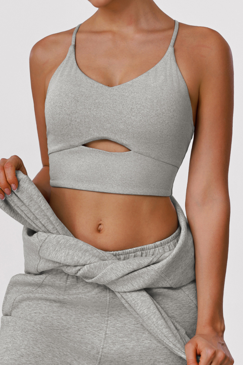 Women's Athletic V-neck Thin-Strap Cross Back Bra