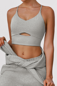 Women's Athletic V-neck Thin-Strap Cross Back Bra