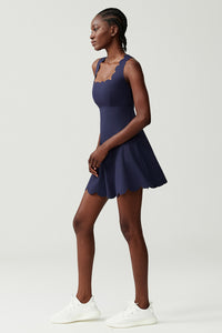 Women Wave-Trim Back-Cross Tennis Dress
