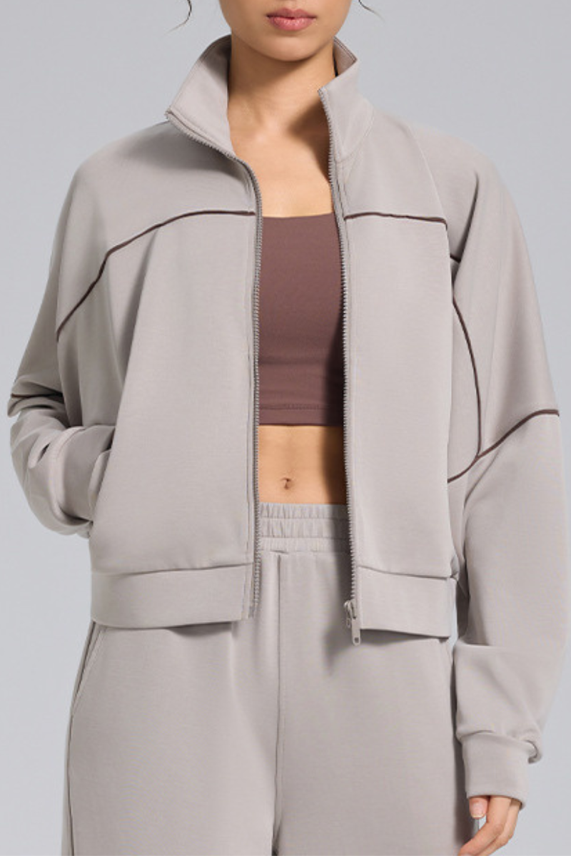 Women's Fall Soft Modal Drop Shoulder Zip Up Sports Jacket