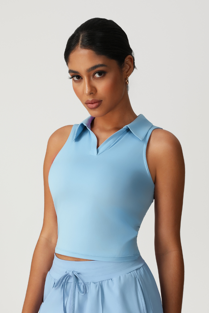 Women's Polo Collar Sleeveless Slim Fit Athletic Tank Top