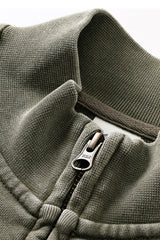 Men/Women Vintage Washed Zip-up Sweatshirt - Pure Cotton Terry Stand-up Collar