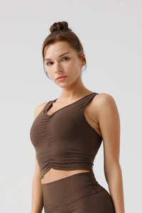 Women Sensual Drawstring Outer Wear With Bust Eco-Friendly Recycled Cotton High Strength Fitness Sports Bra