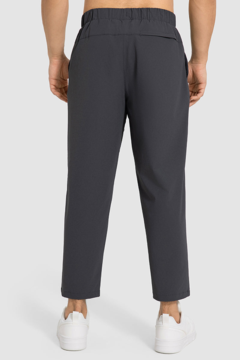 Men Summer Loose Lightweight Quick-Dry Breathable Straight Leg Cropped Casual Workout Sport Pants