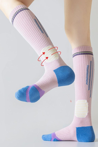 Women's Color Block High-Stretch Calf-High Spoprts Socks