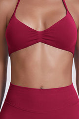 Women Halter Neck Yoga Set: High-Waisted Sculpting Shorts + Backless Sports Bra