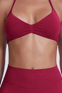 Women Halter Neck Yoga Set: High-Waisted Sculpting Shorts + Backless Sports Bra