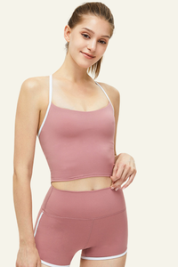 Women's Set: Y-shaped Back Tank Top & Color Block Shorts