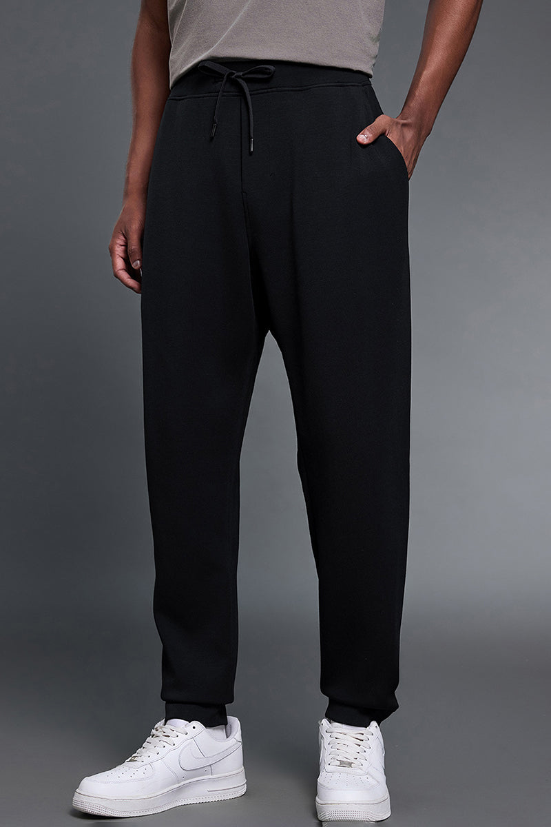 Men Air Layer Loose Straight Leg Sweatpants with Drawstring Cuffs