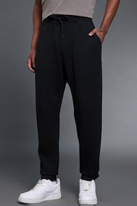 Men Air Layer Loose Straight Leg Sweatpants with Drawstring Cuffs