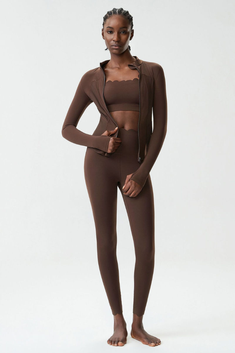 Women's 3-Piece Activewear Set: Jacket + Sports Bra + Leggings