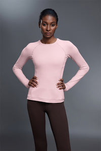 Women Round Neck Slim Fit Long Sleeve Workout Top