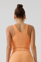 Women Eco-Friendly Drawstring Ribbed With Bra Padded Tight Back Yoga Fitness Sports Bra
